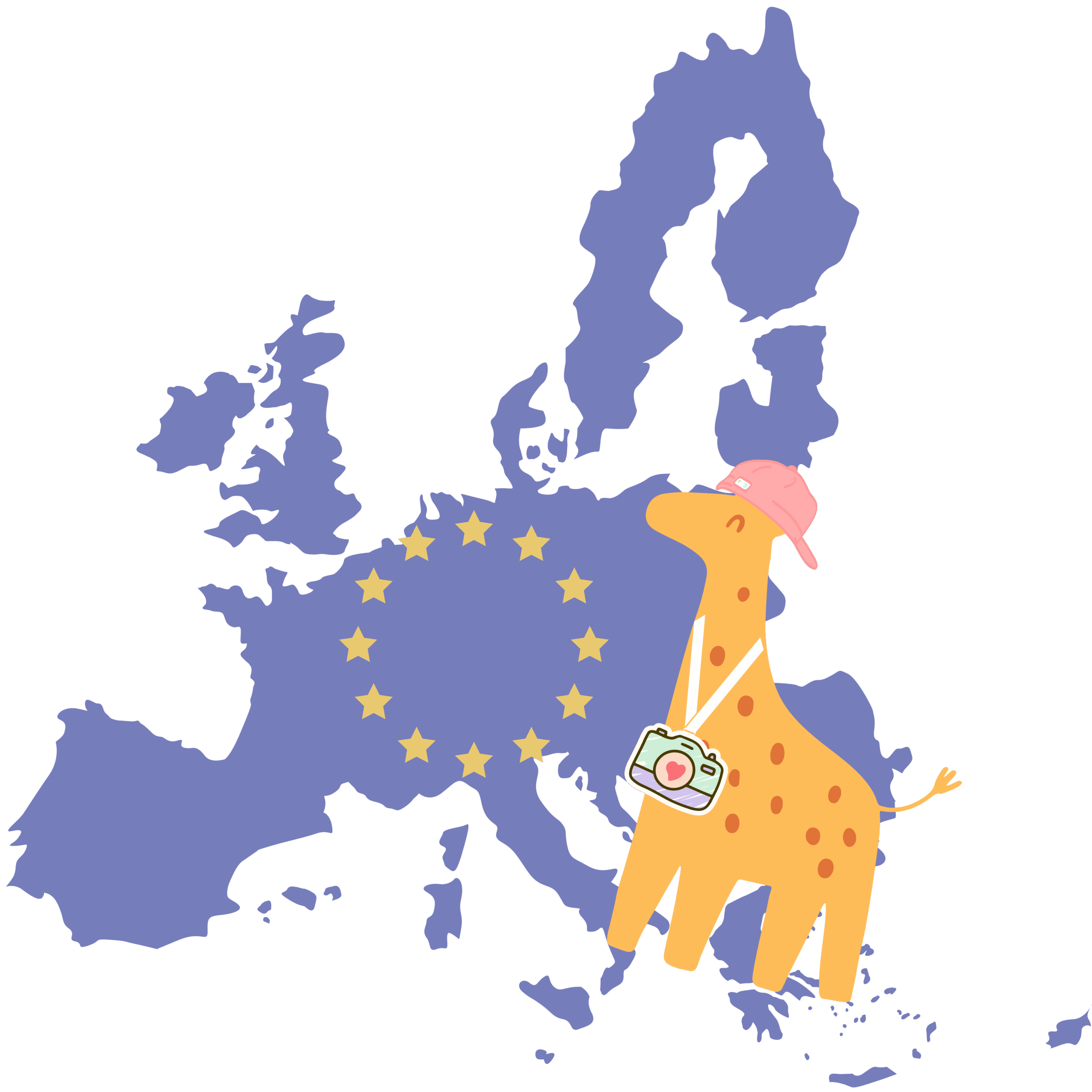 Illustration: Europäisches Solidaritätskorps im Giraffenland – Vielfalt und Miteinander